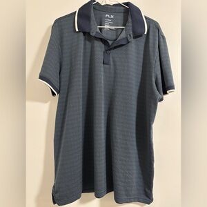 FLX Men's Classic Blue Polo Shirt XL Golf Lightweight Geometric Casual